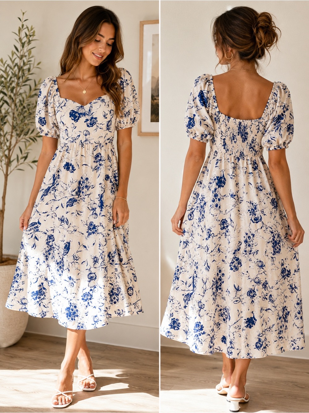 NWT Abercrombie & Fitch Camille Puff Sleeve Midi Dress Peacock Floral XS